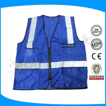 Azul 100% tecido de malha de poliéster reflexivo Safety Vest